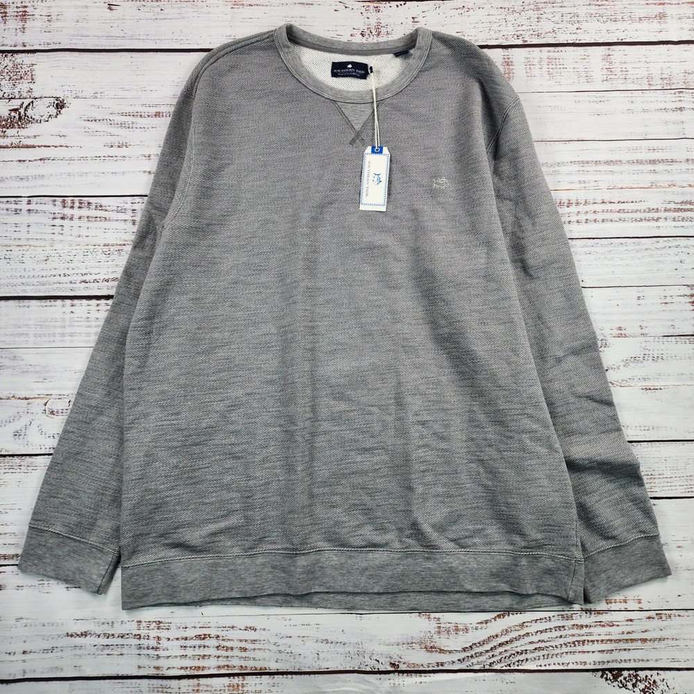 Southern Tide Upper Deck Crew Sweatshirt Men's XXL Smoked Pearl Skipjack Logo